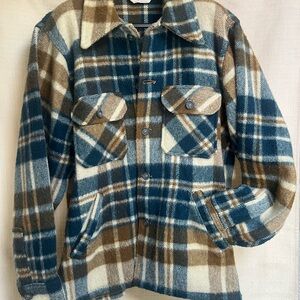 Woolrich Blue and Brown Plaid Casual Button Down Shirt